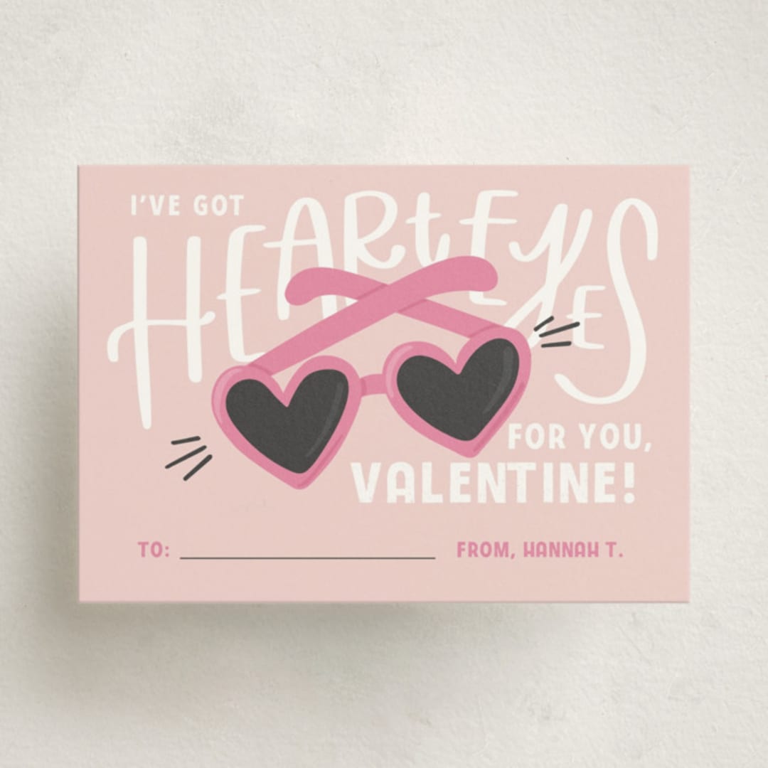 "Heart Eyes Sunglasses" - Classroom Valentines in Bubblegum by Olivia Goree - Front