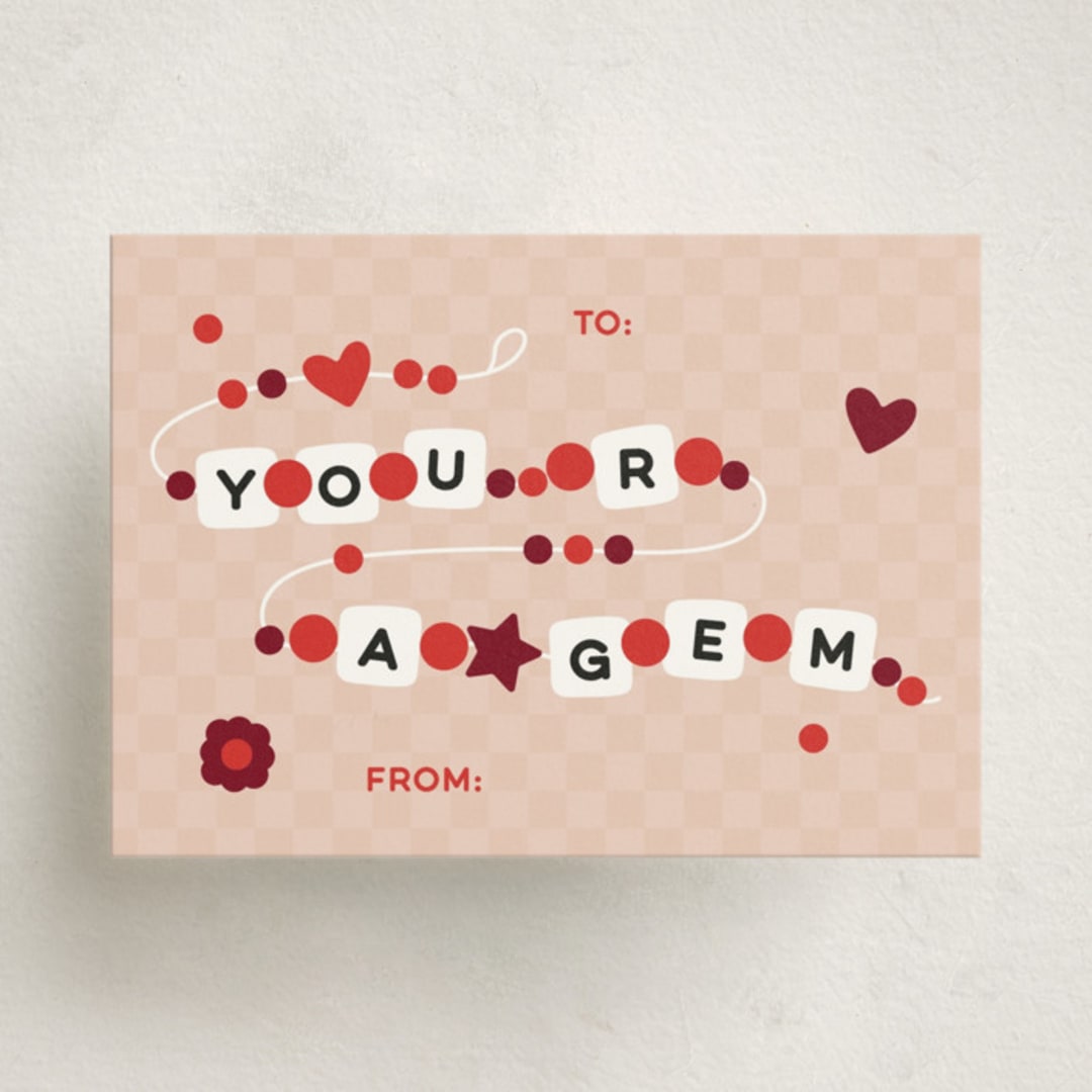 "Friendship Bracelet" - Classroom Valentines in Peach by Rachel Cassel - Front