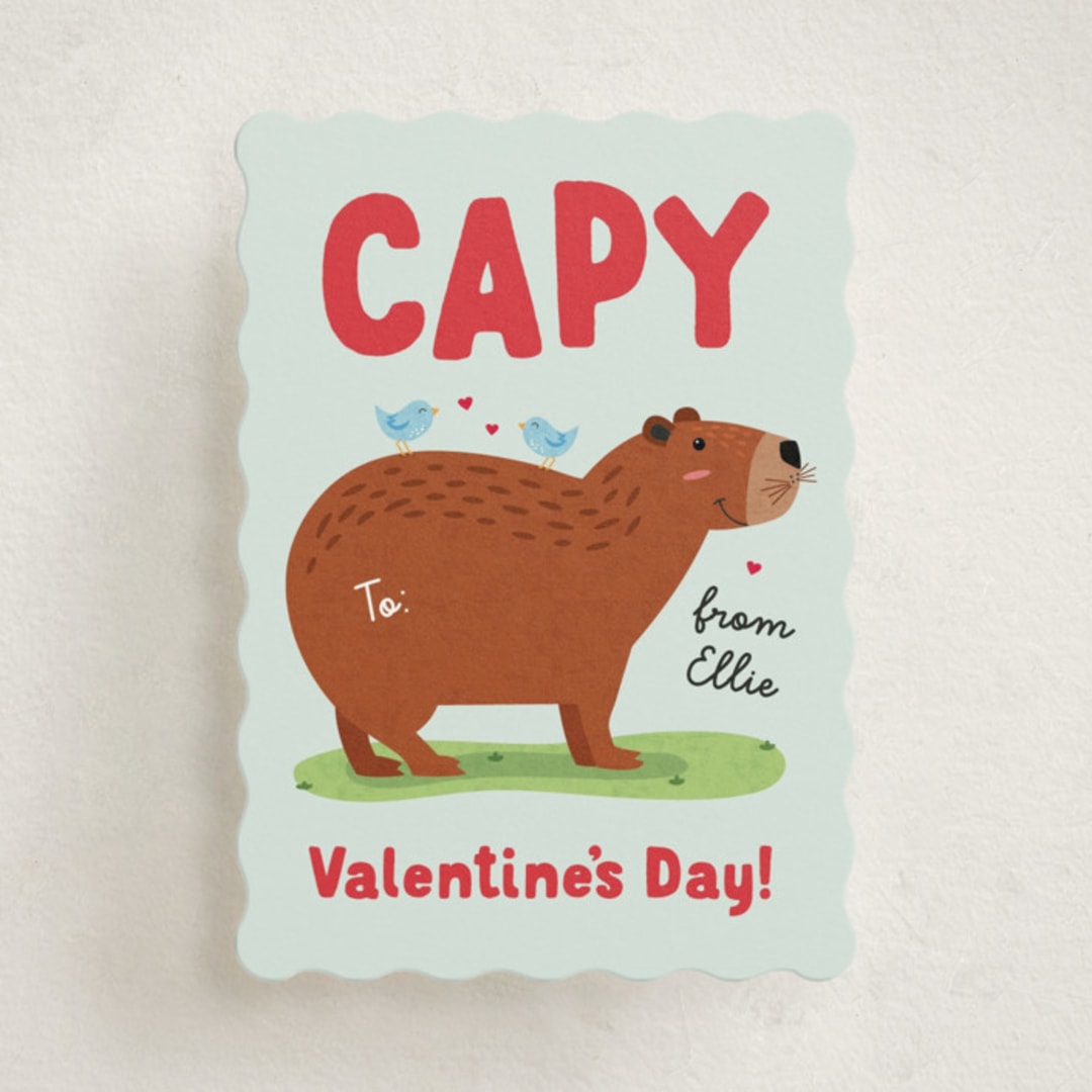 "Capy Valentine's Day" - Classroom Valentines in Sky by Erica Krystek - Front