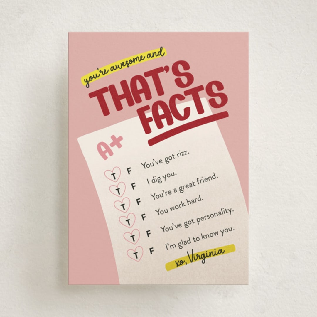 "That's Facts" - Classroom Valentines in Rose by Carolyn Kach - Front
