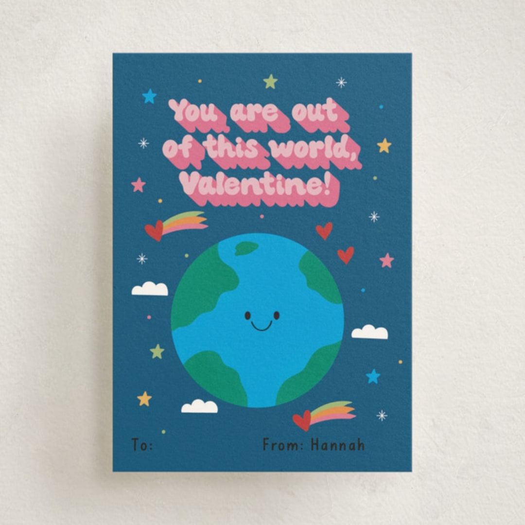 "You are out of this world, Valentine!" - Classroom Valentines in Navy by Hilda Aguilar - Front