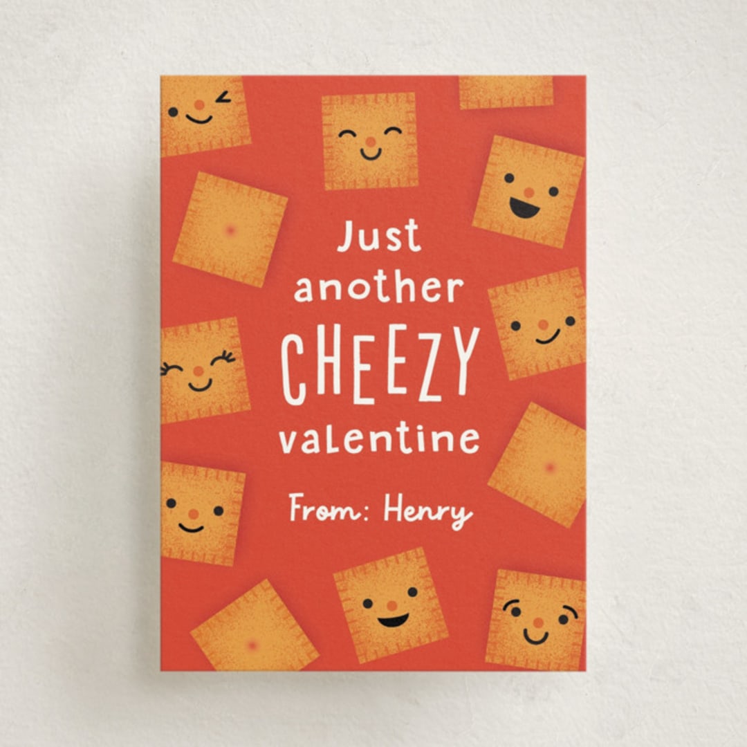 "Cheezy" - Classroom Valentines in Peach by Annie Holmquist - Front