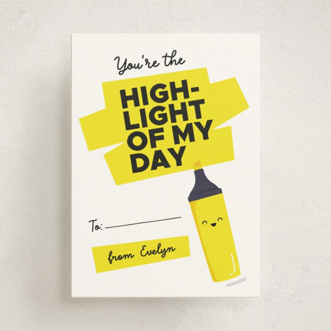 "Highlight of My Day" - Classroom Valentines in Lemon by Erica Krystek - Front
