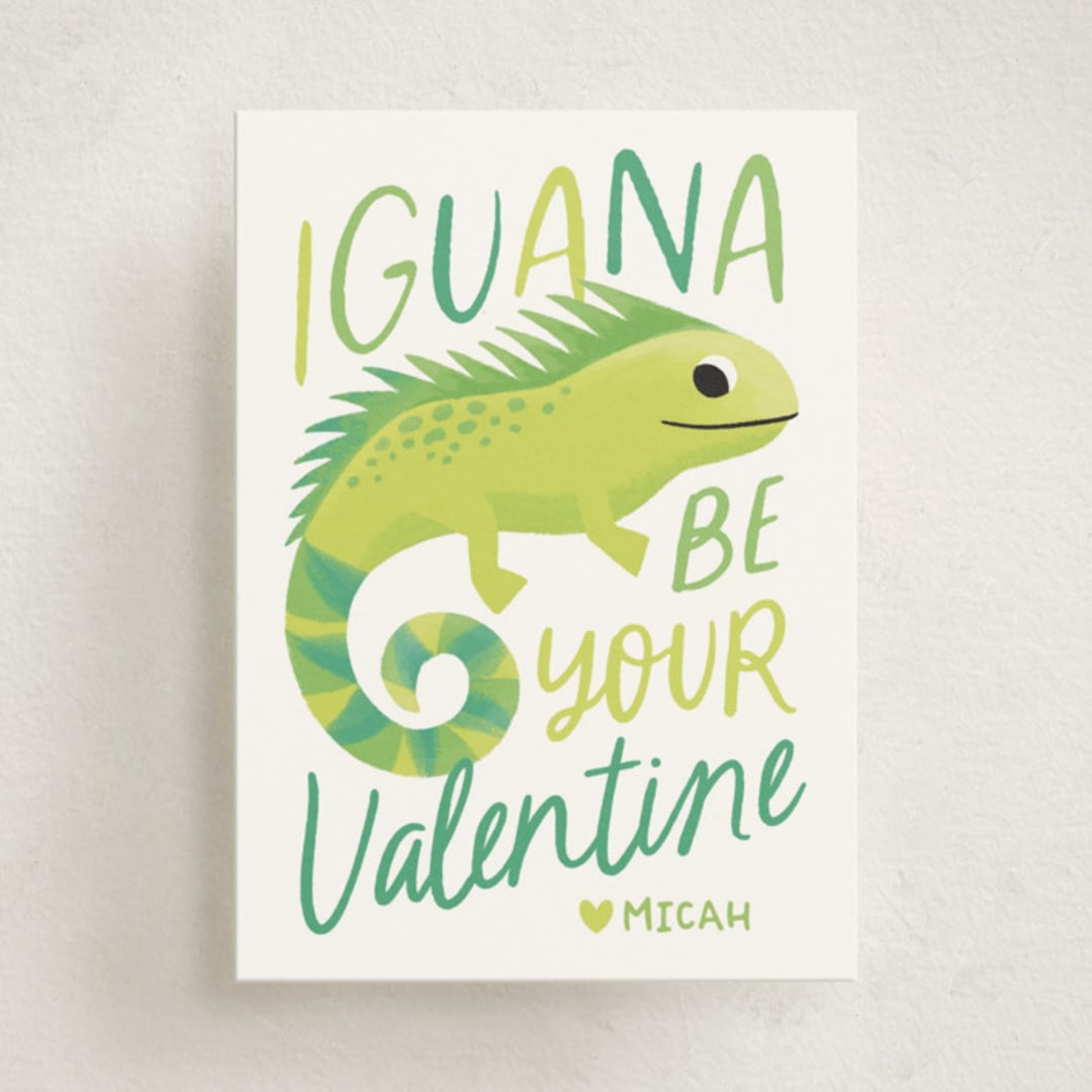 "Iguana Love" - Classroom Valentines in Grass by Jessie Steury - Front