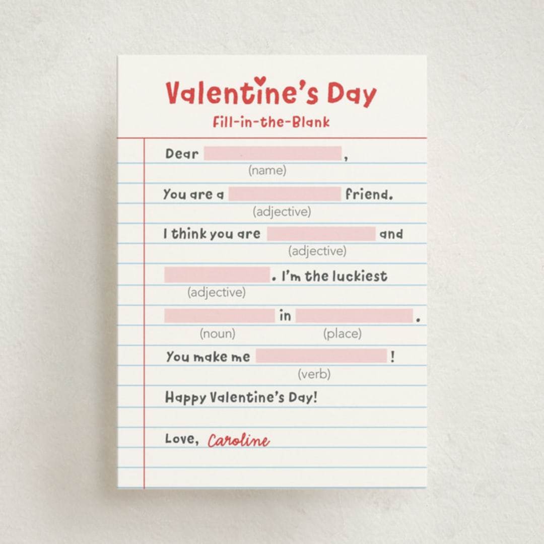 "Valentine Mad Libs" - Classroom Valentines in Cherry by Shirley Lin Schneider - Front