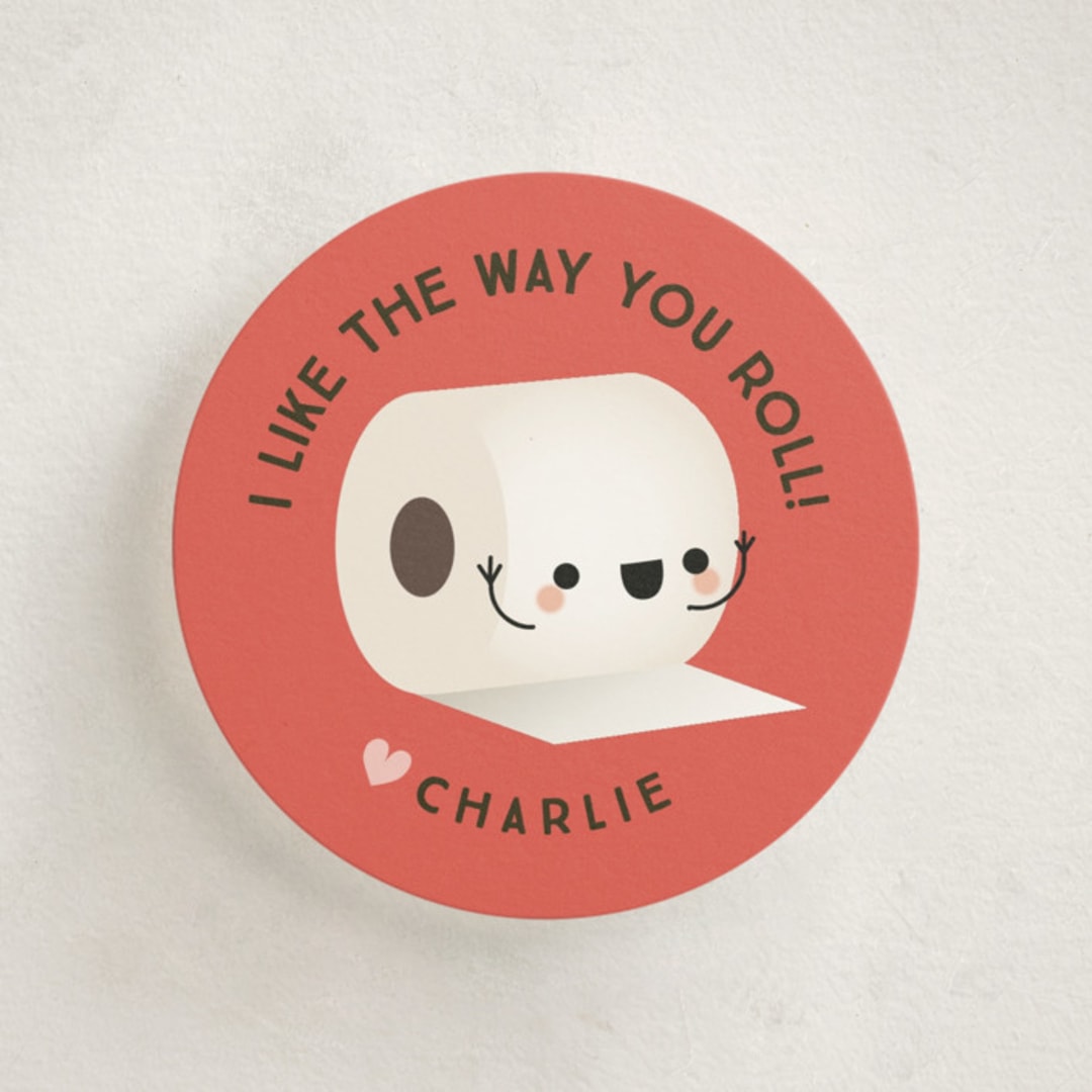 "I Like The Way You Roll" - Classroom Valentines in Cranberry by Itsy Belle Studio - Front