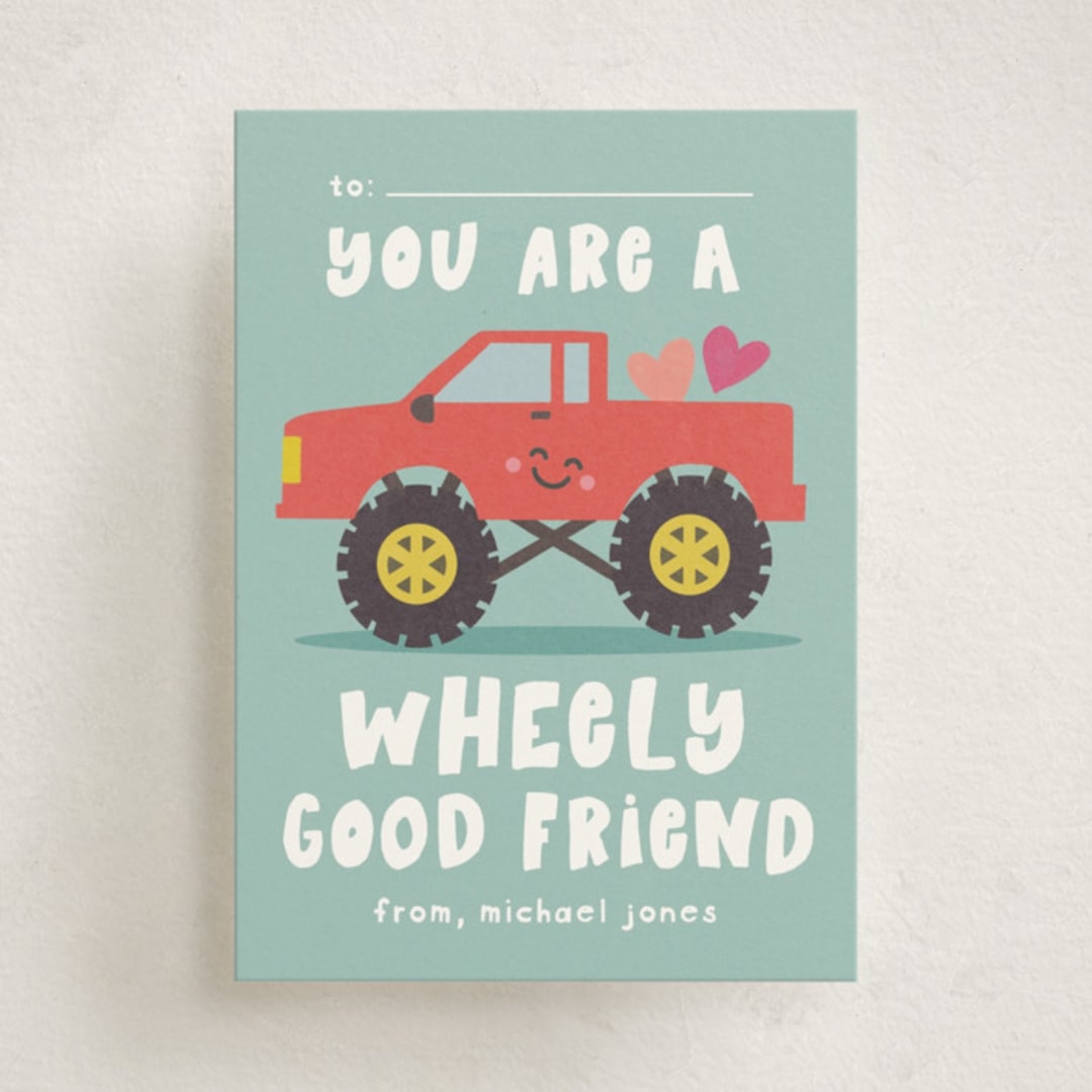 "Wheely good friend" - Classroom Valentines in Seafoam by Creo Study - Front
