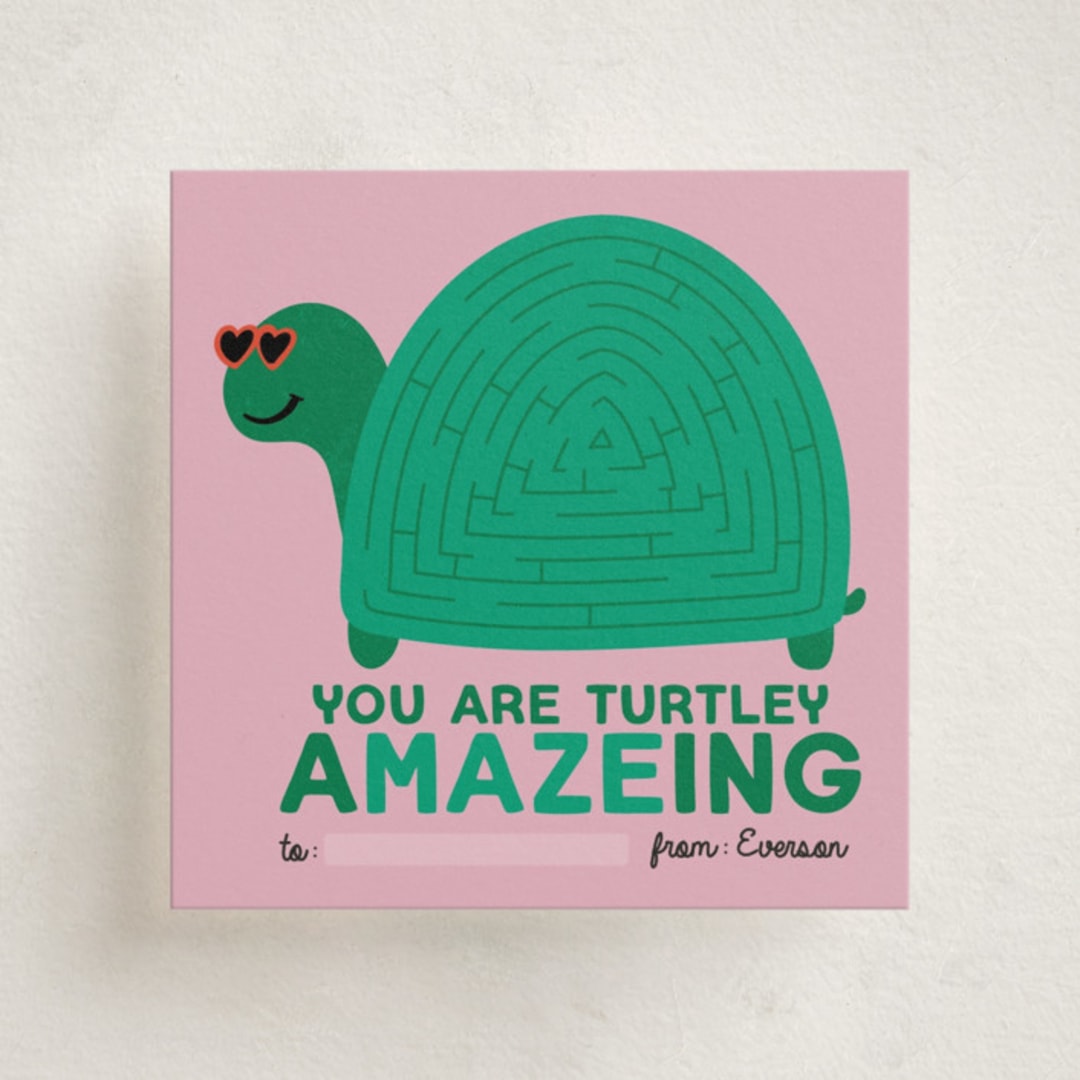 "Turtley Amazeing" - Classroom Valentines in Bubblegum by Jenna Holcomb - Front