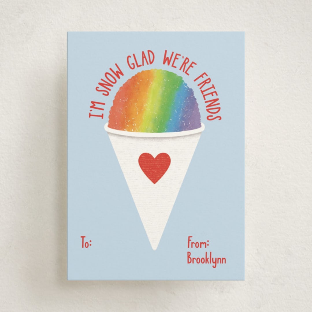 "Snow Glad" - Classroom Valentines in Sky by Brynne Foster - Front