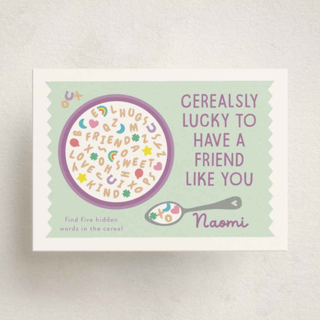 "So lucky" - Classroom Valentines in Mint by Annie Holmquist - Front