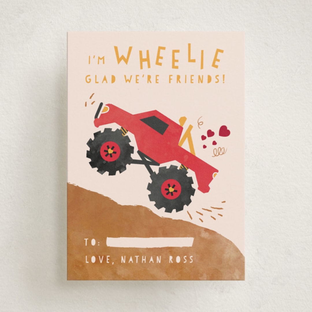 "wheelie truck" - Classroom Valentines in Berry by Kanika Mathur - Front