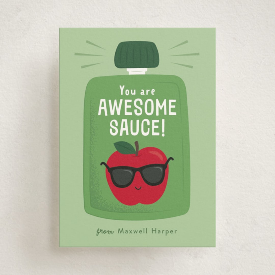 "Awesome Applesauce" - Classroom Valentines in Granny Smith by Kacey Kendrick Wagner - Front