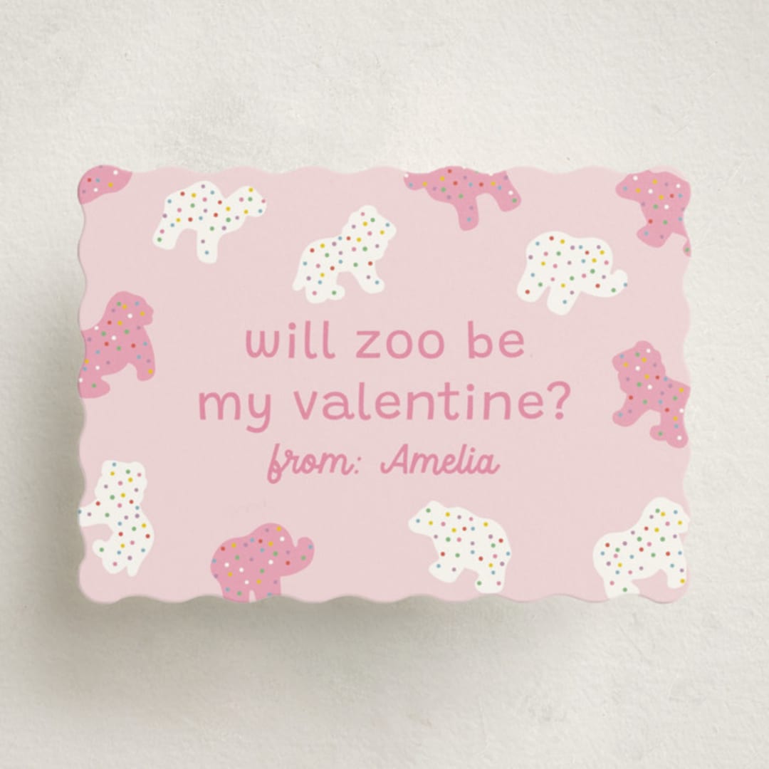 "Won't zoo be mine" - Classroom Valentines in Strawberry by Annie Holmquist - Front