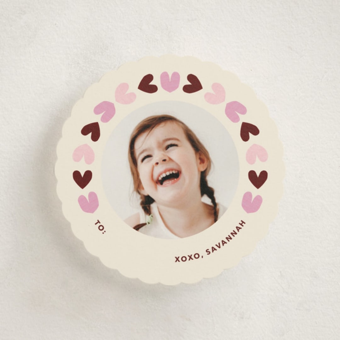 "folksy paper hearts" - Classroom Valentines in Cranberry by Carrie Moradi - Front
