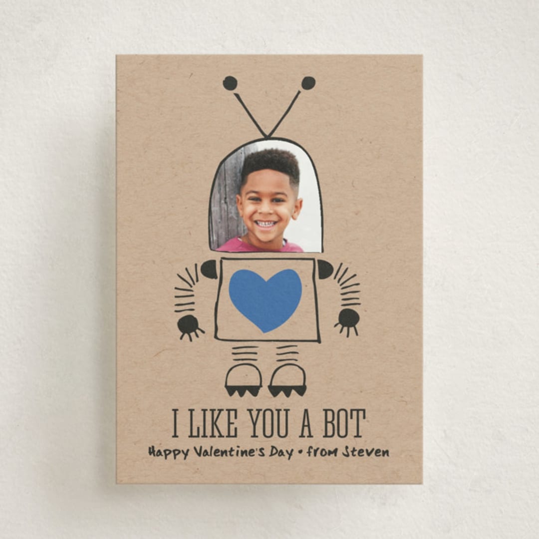 "I Like You A Bot" - Classroom Valentines in Blueberry by Jen Owens - Front