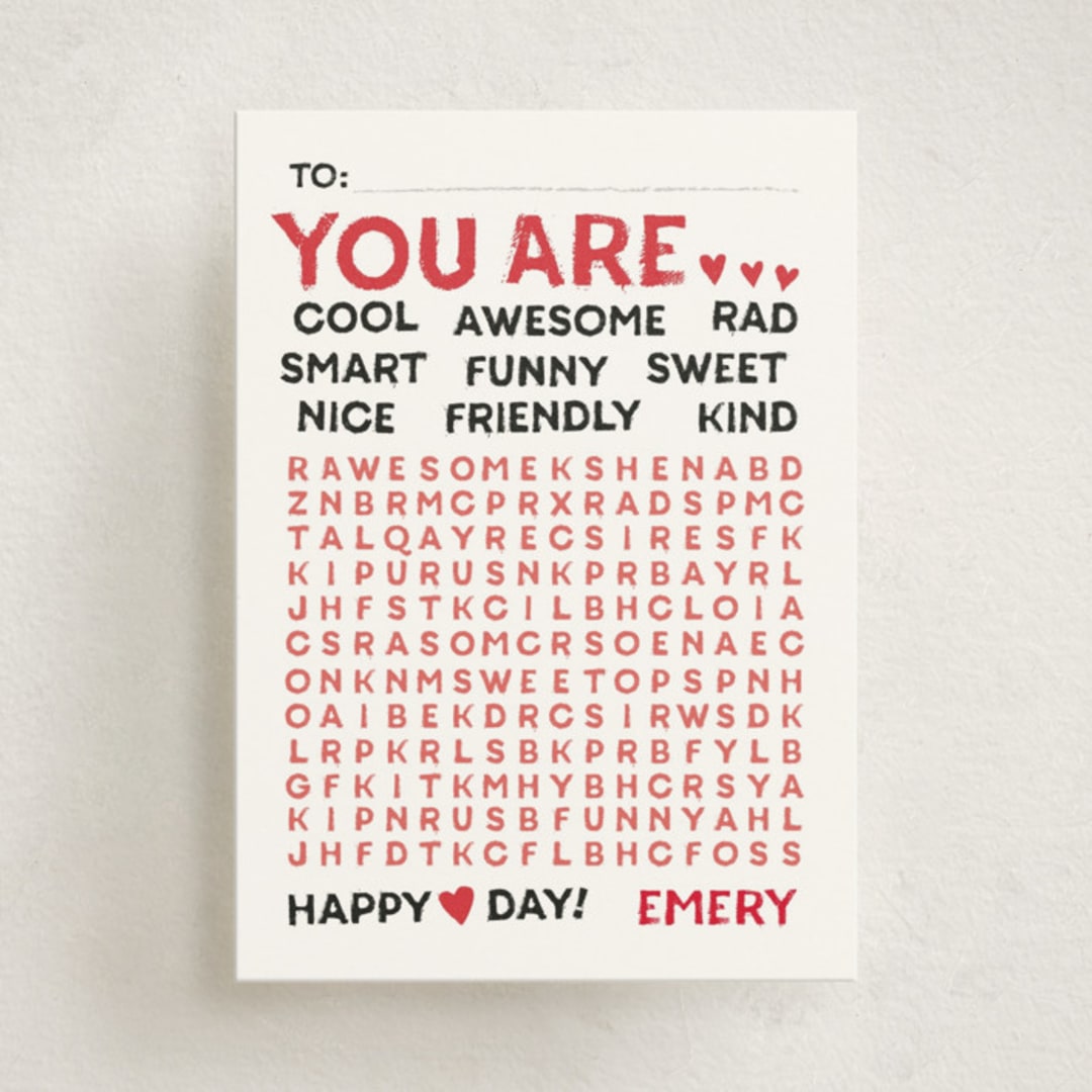 "Wonderful Words" - Classroom Valentines in Apple by Jessie Steury - Front