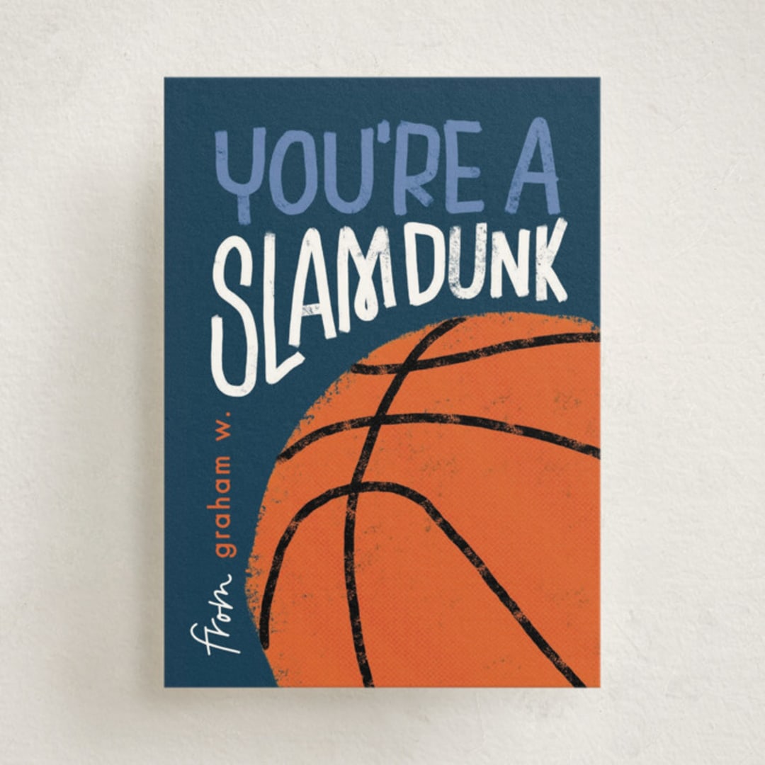 "Basketball" - Classroom Valentines in Navy by Erin L. Wilson - Front