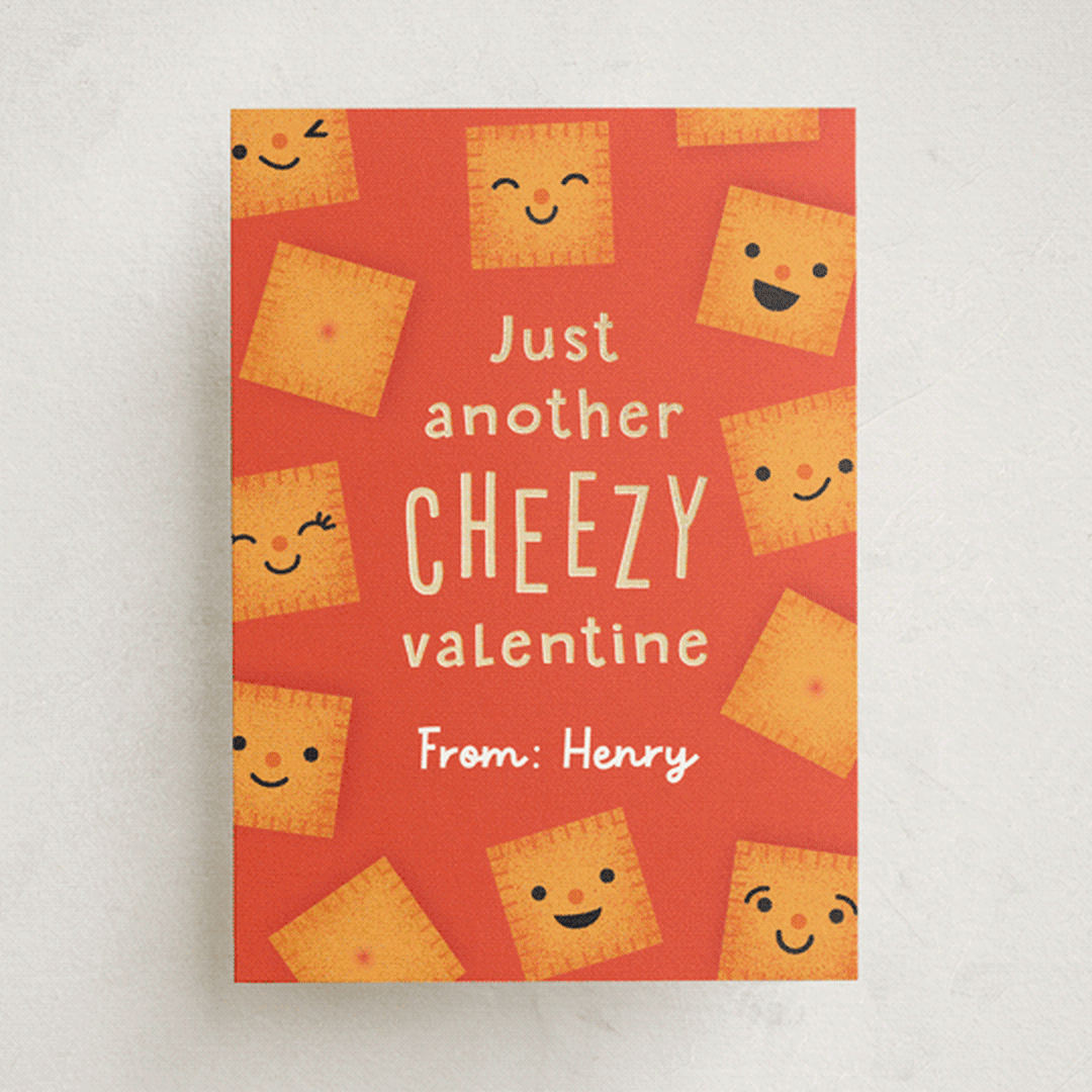 "Cheezy" - Classroom Valentines in Peach by Annie Holmquist - Front
