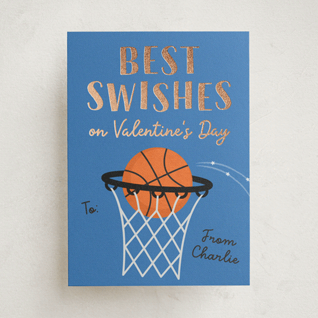 "Best Swishes" - Classroom Valentines in Blueberry by Erica Krystek - Front