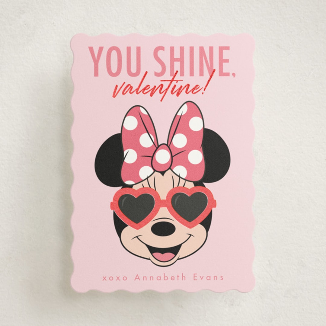 "Shine Bright Disney Minnie Mouse" - Classroom Valentines in Bubblegum by Kacey Kendrick Wagner - Front