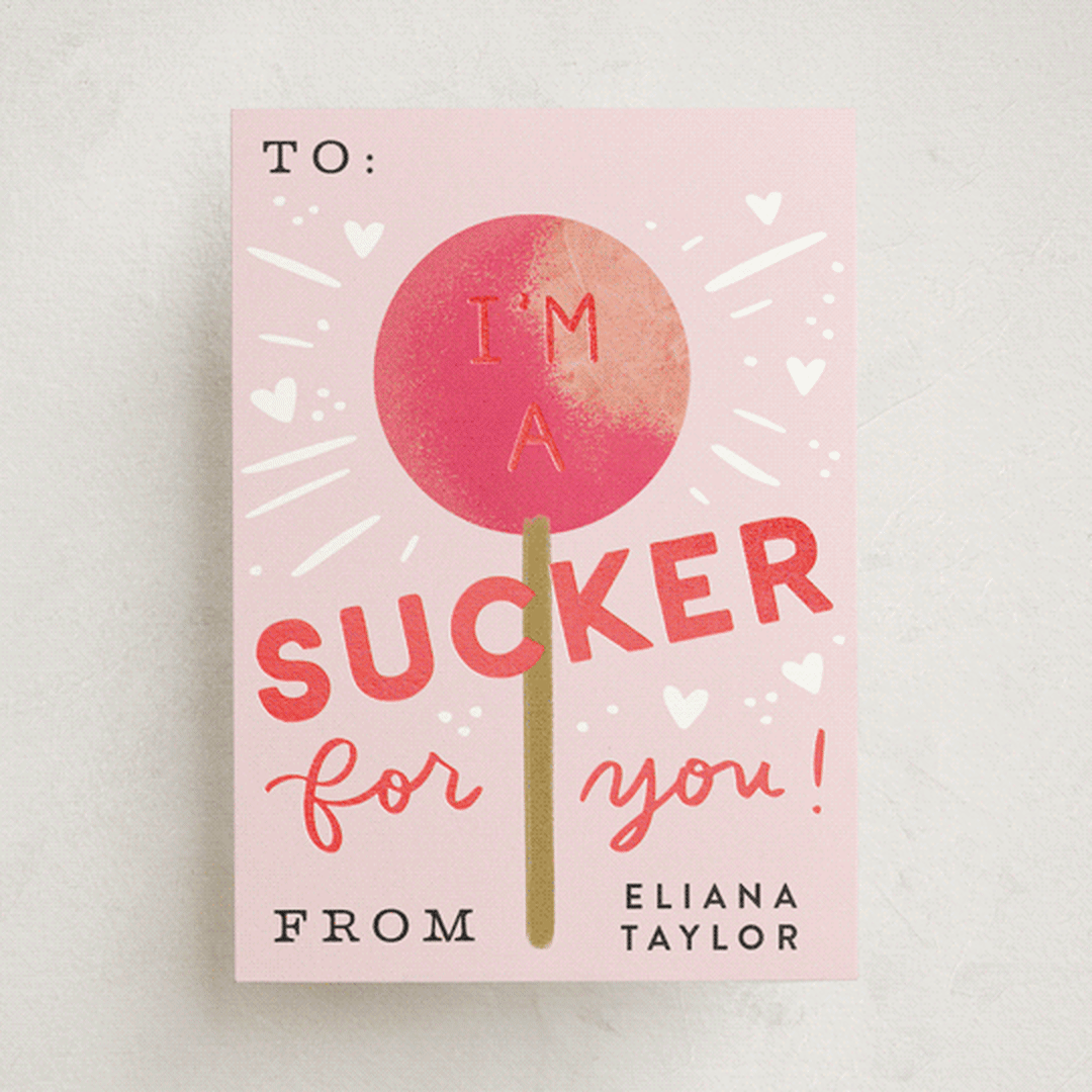 "Sucker for you" - Classroom Valentines in Rose by Alethea and Ruth - Front