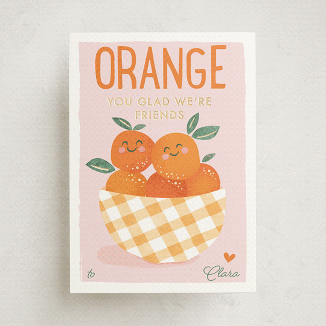 "Orange you glad" - Classroom Valentines in Blush by Karidy Walker - Front