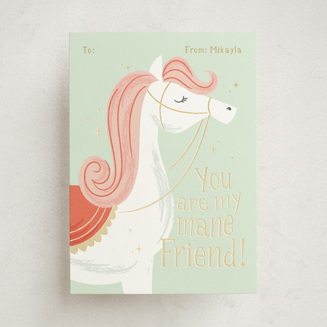 "Mane Friend" - Classroom Valentines in Mint by Kiersten Garner - Front