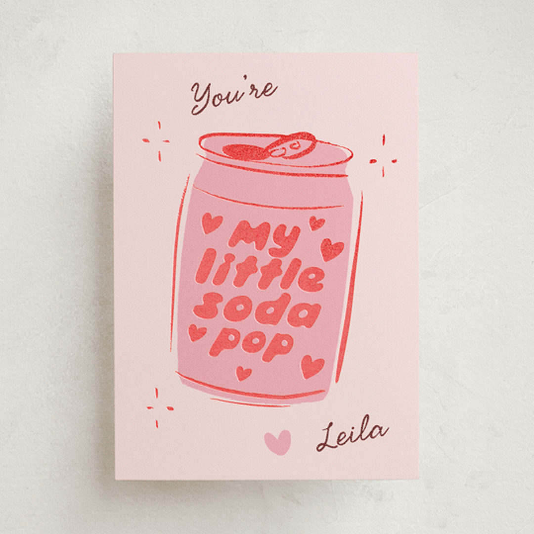 "My little soda pop" - Classroom Valentines in Strawberry by Ani Somi - Front