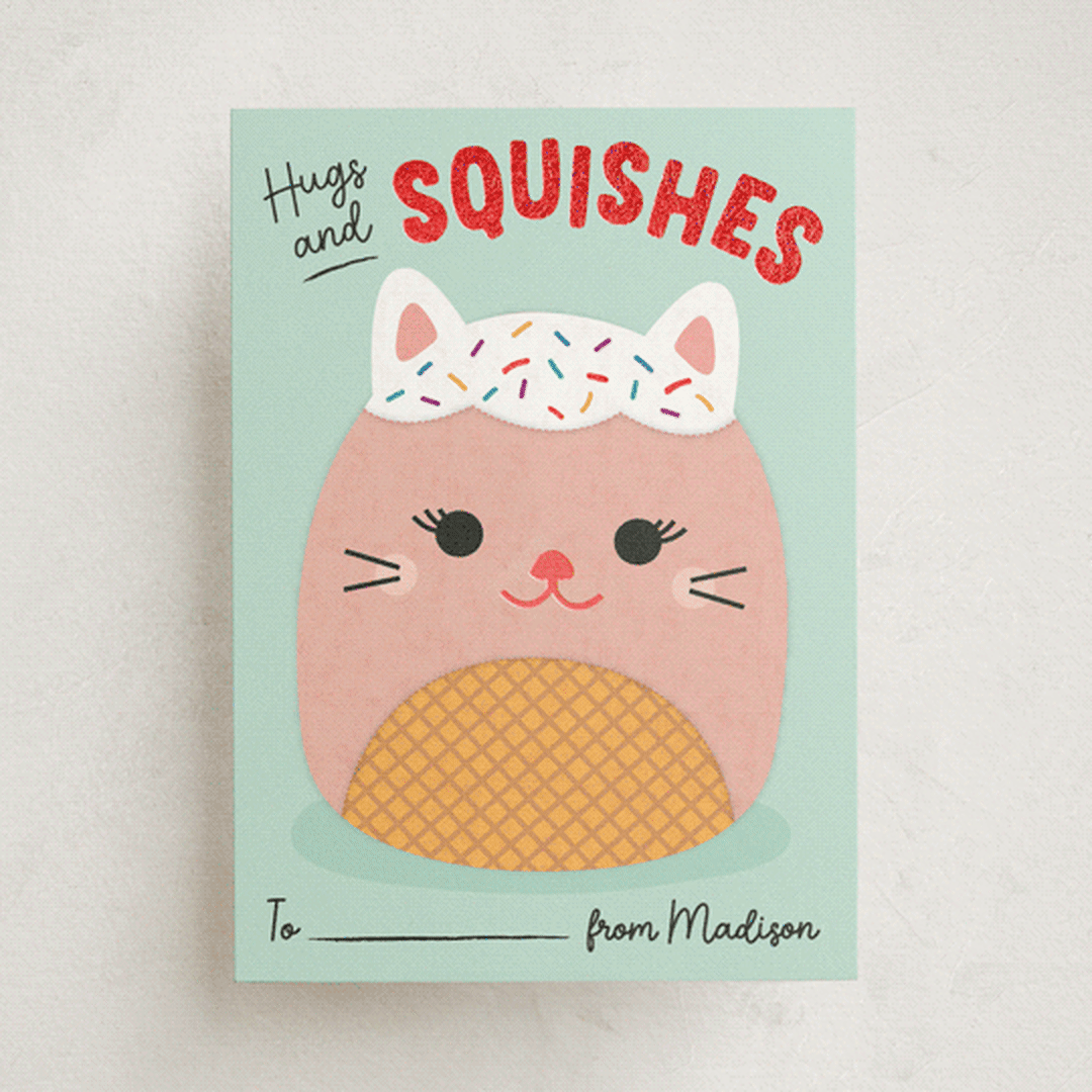 "Hugs & Squishes" - Classroom Valentines in Mint by Erica Krystek - Front