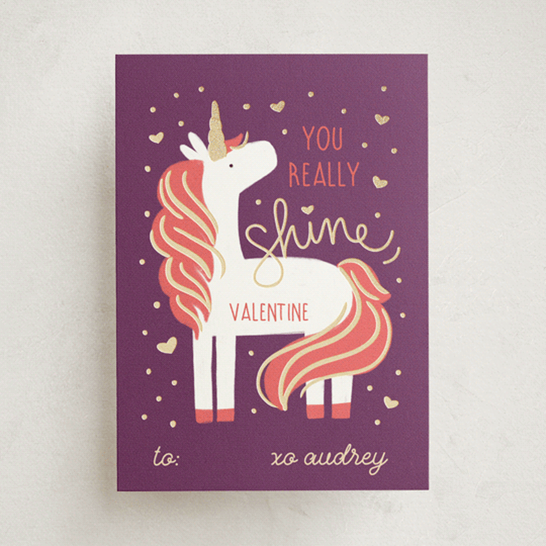 "Unicorn Shine" - Classroom Valentines in Tangerine by JeAnna Casper - Front