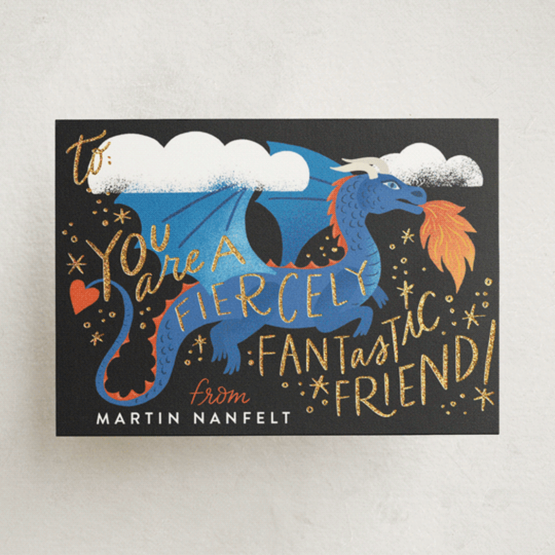 "Dragon" - Classroom Valentines in Navy by Alethea and Ruth - Front