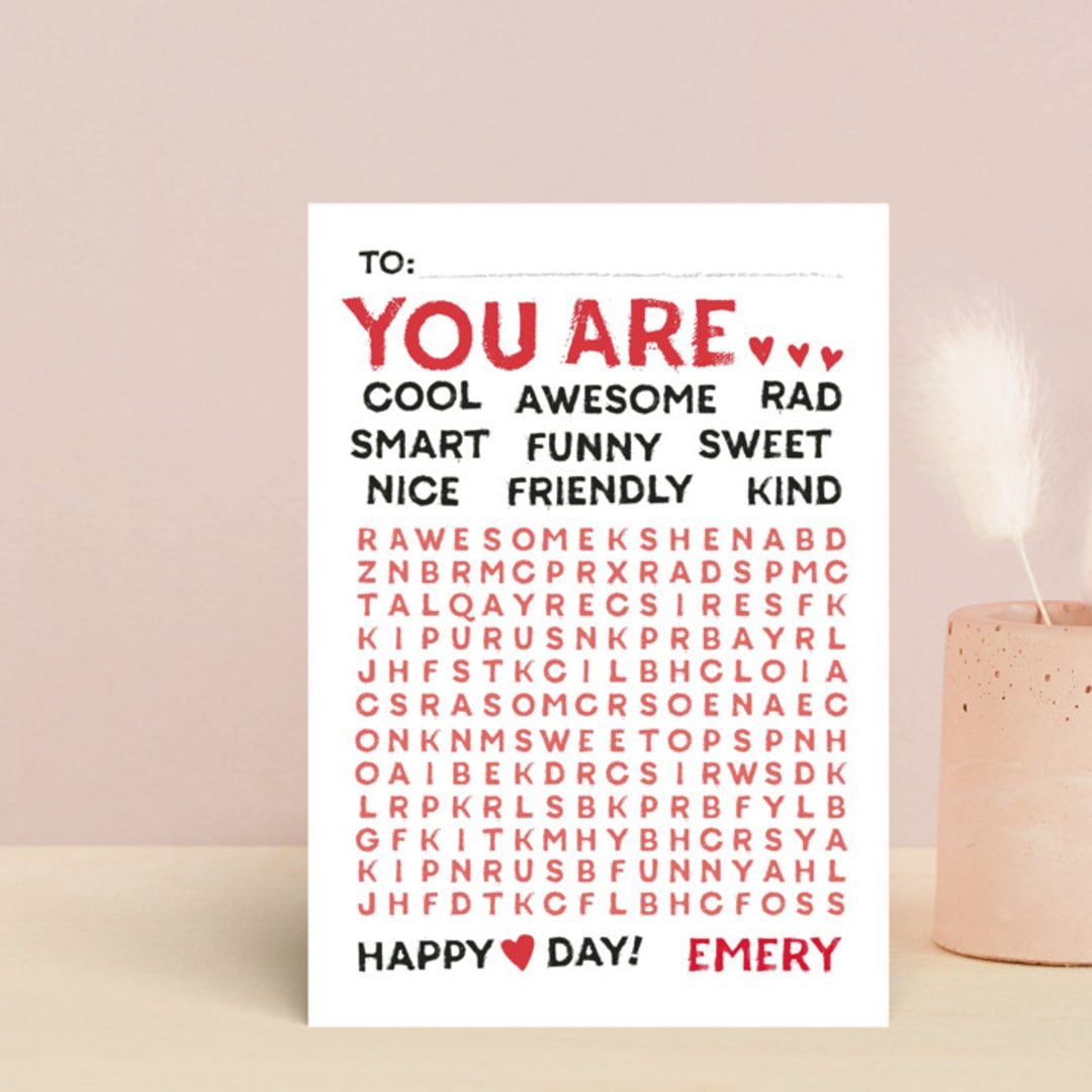 "Wonderful Words" - Classroom and Mailable Valentines in Apple by Jessie Steury - Front