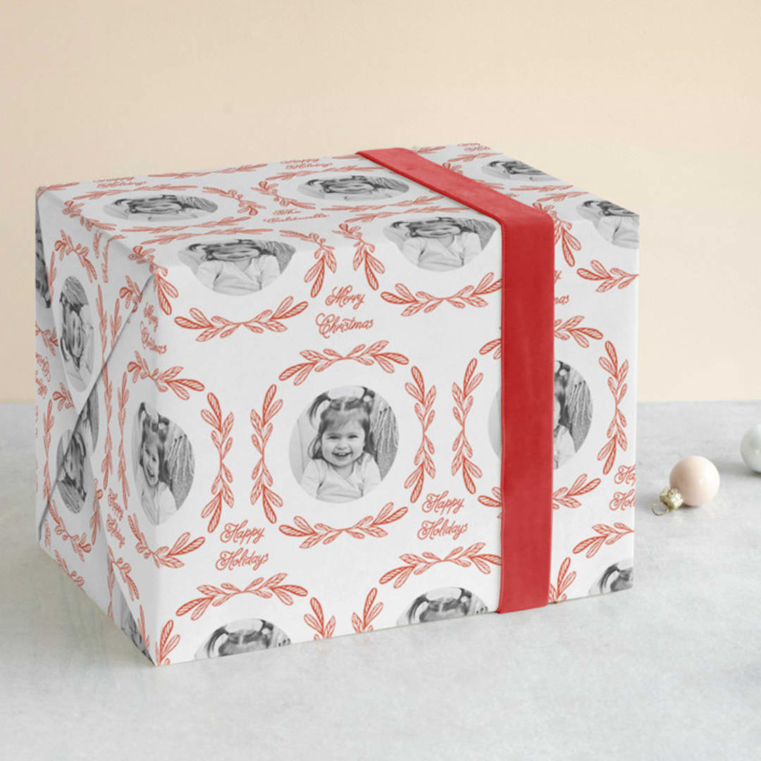 "Ornate Frame" - Personalized Wrapping Paper in Holly by Mansi Verma - Front