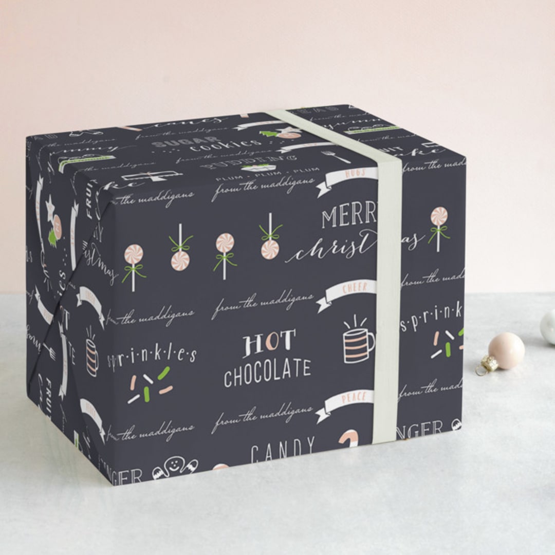 "Sugar Cookies" - Personalized Wrapping Paper in Chalkboard by Susan Brown - Front