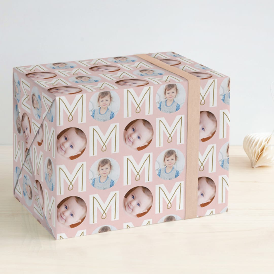 "MOM" - Personalized Wrapping Paper in Cotton Candy by Lauren Chism - Front