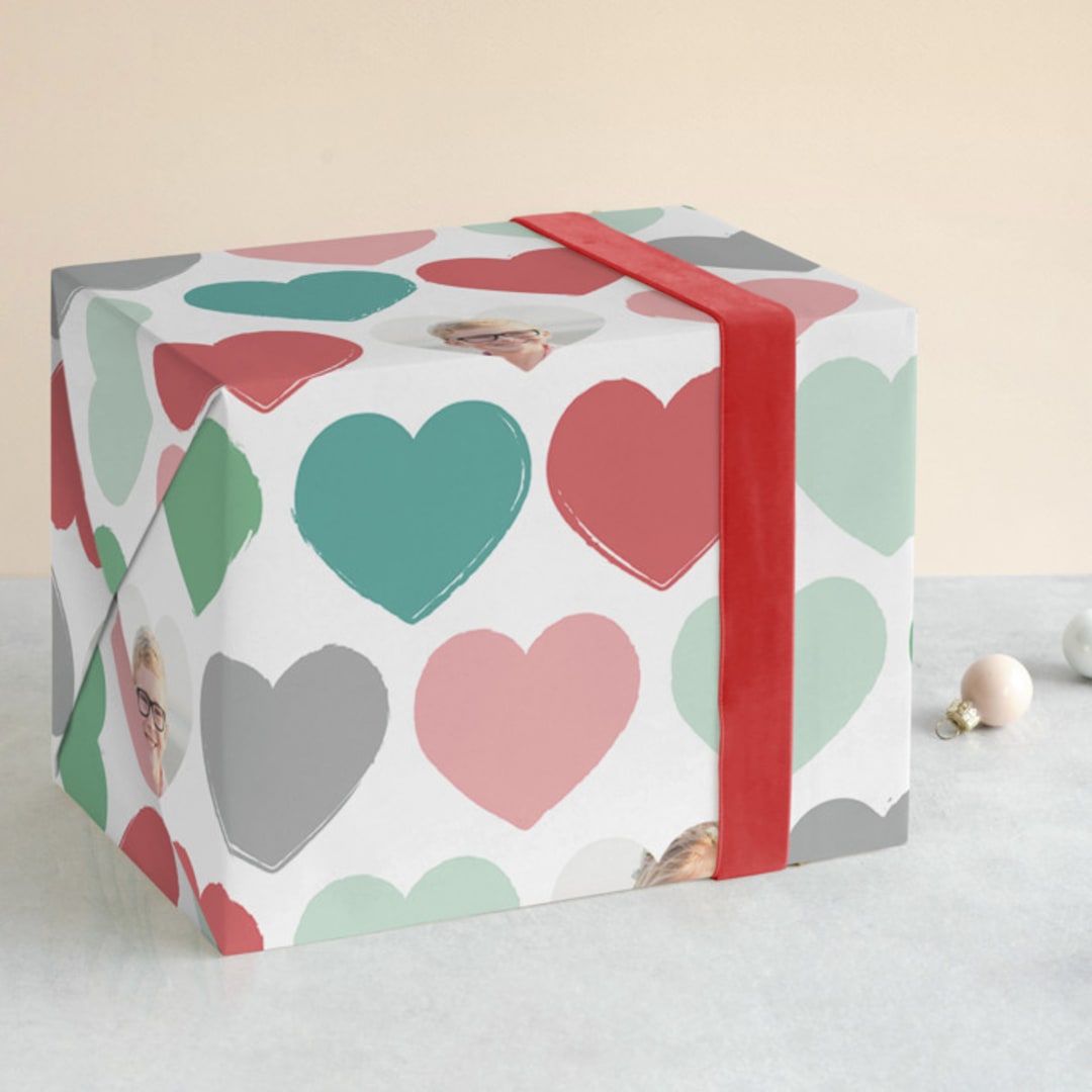"Painted Hearts" - Personalized Wrapping Paper in Gum Drops by Jessie Steury - Front