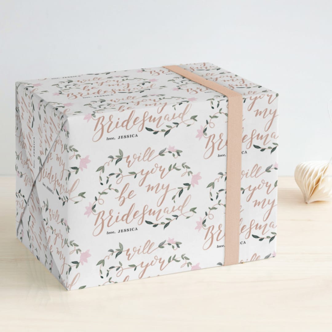 "Vintage Romance" - Personalized Wrapping Paper in Peonies by Creo Study - Front
