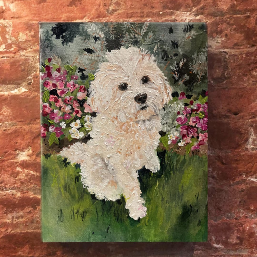 "Pet Portrait, 12 x 16 in, Painting Commission" - Commissioned Original Painting in multicolorassorted-colors by Ashley Myers