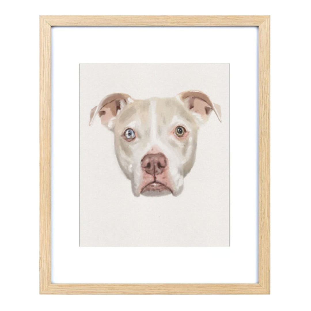 "Custom Printed Digital Pet Portrait, 8x10in., Painting Commission" - Commissioned Original Painting in yellow by The Pink Parakeet