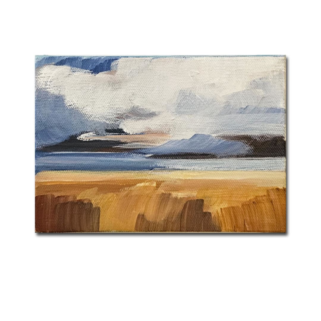 "5 x7 -Custom hand painted location painting" - Commissioned Original Painting in blue by AlisonJerry