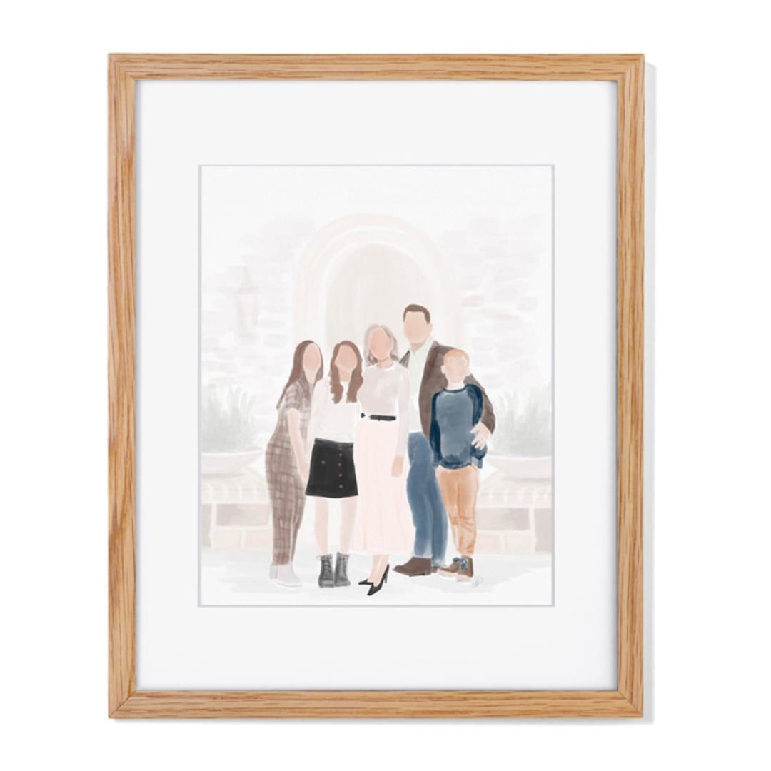 "Modern Family Portrait, framed 8x10, Digital Painting Commission" - Commissioned Original Painting in multicolor by Lauren Perkins