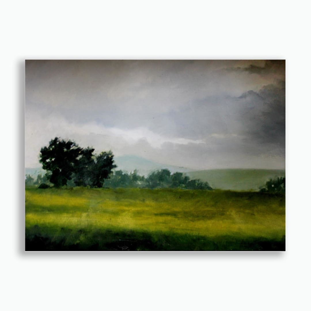 "Custom Landscape18 x 24 Oil Painting" - Commissioned Original Painting in green by Stephanie Goos Johnson
