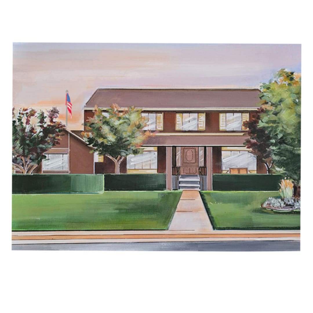 "Custom Home Painting w maple frame / 14x11" - Commissioned Original Painting in multicolorassorted-colors by AlisonJerry