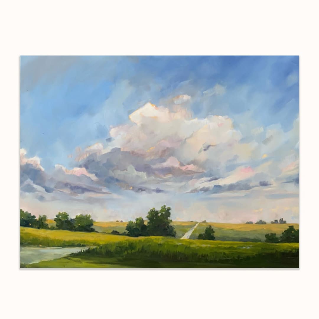 "Custom Landscape 36 x 48 Oil Painting Commission" - Commissioned Original Painting in green by Stephanie Goos Johnson