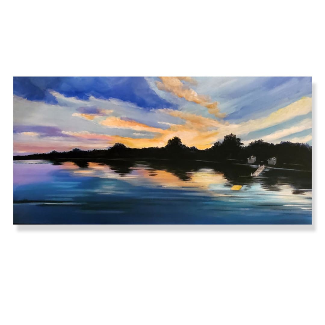 "Abstract Destination 40x16x1.5 acrylic painting, Commission" - Commissioned Original Painting in multicolorassorted-colors by AlisonJerry