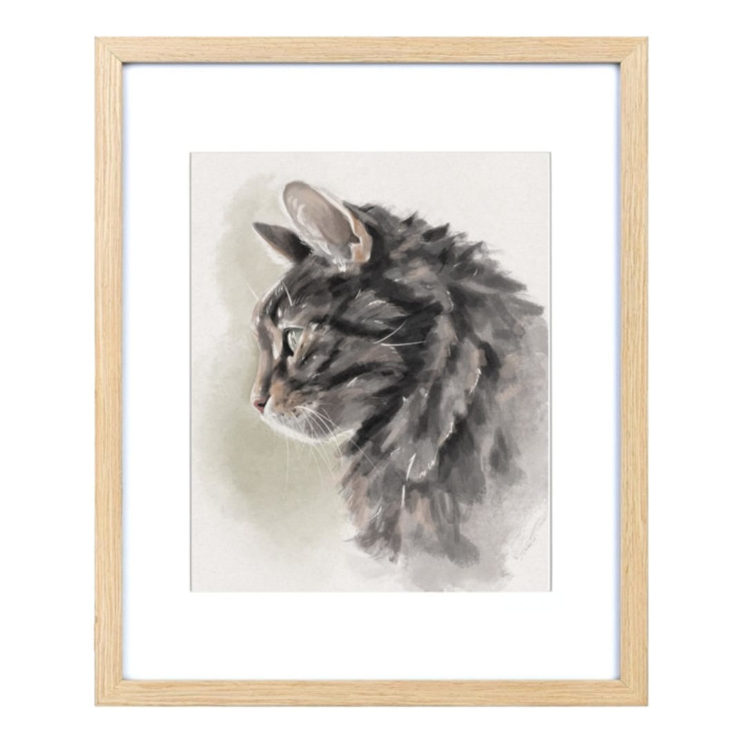 "Custom Printed Digital Pet Portrait, 8x10in., Painting Commission" - Commissioned Original Painting in multicolor by The Pink Parakeet