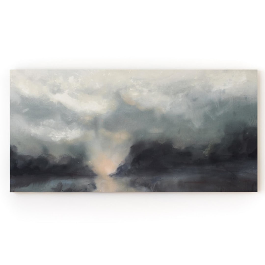"Abstract Landscape, 24x48in., Painting Commission" - Commissioned Original Painting in multicolor by Christa Kimble