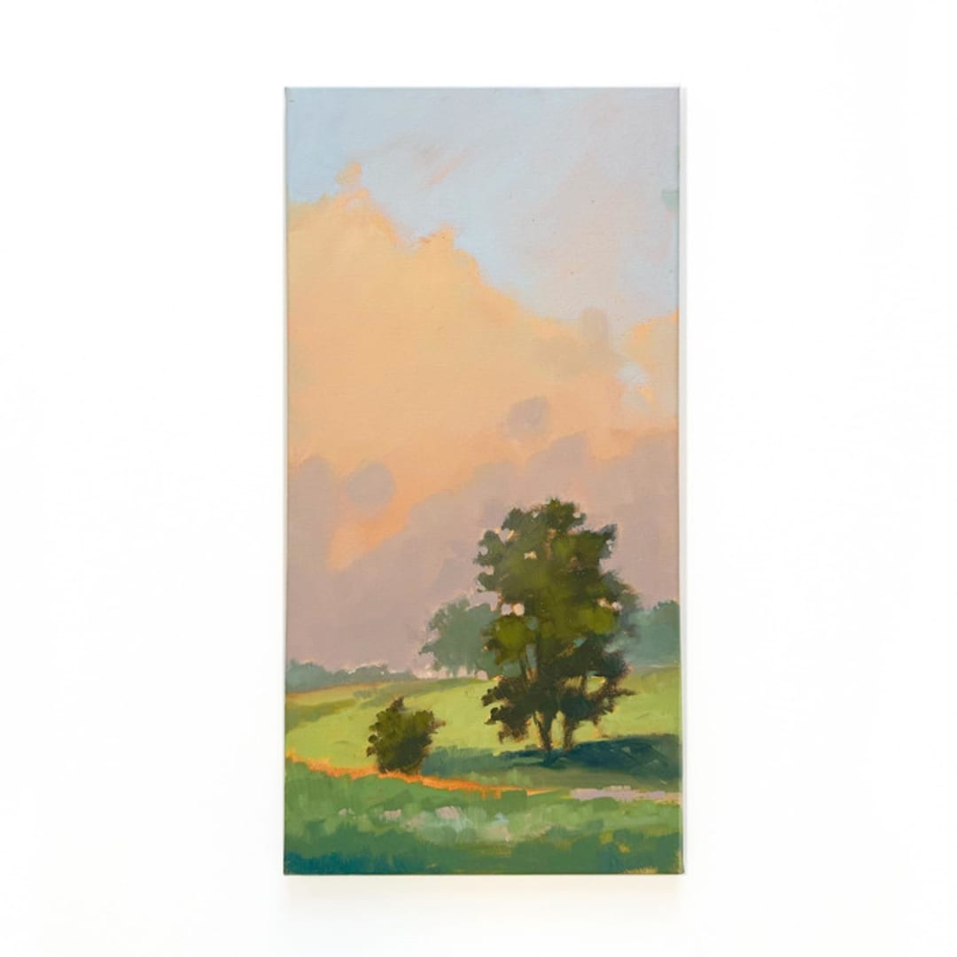 "Custom Landscape 10 x 20 Oil Painting Commission" - Commissioned Original Painting in green by Stephanie Goos Johnson