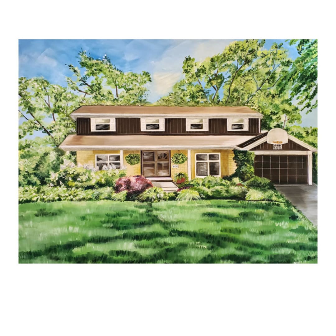 "Family Home Commissioned Painting, 18 x 24 in. or 24 x 18 in." - Commissioned Original Painting in multicolorassorted-colors by AlisonJerry