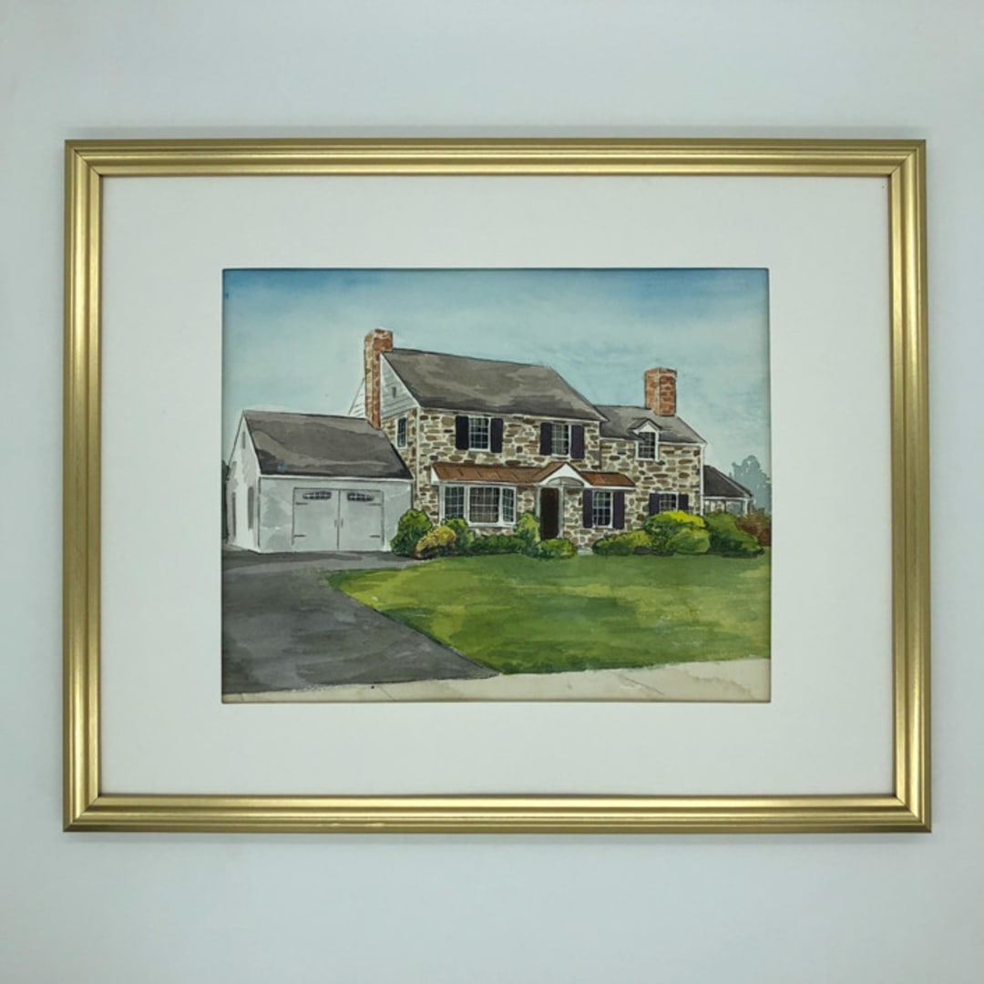 "Custom Commissioned Home/Building Watercolor, 8 x 10 in., Painting Commission" - Commissioned Original Painting in multicolorassorted-colors by Lisa Travis